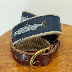 Barrons Hunter Fish Leather Canvas Belt